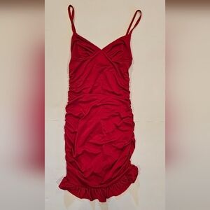 Shein Red Ruched Mini Dress size Xsmall